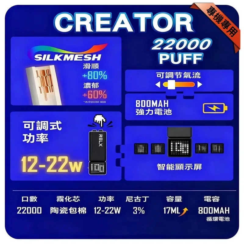 RELX Creator 22000口一次性 | 悅刻積木拋棄式電子煙主機/煙彈現貨